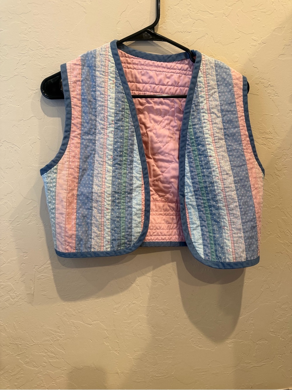 Quilted Vest patchwork handmade light colors hearts fits size small/xsmall